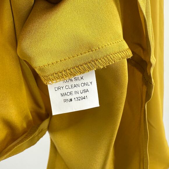Amanda Uprichard Blouse Large NWT Mustard 100% Silk Zip Sleeveless Chartreuse - Picture 8 of 9